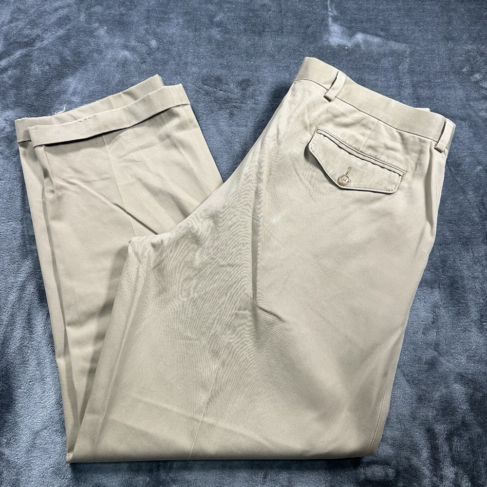 LL Bean Pants Comfort Waist Mens 36x30 Beige Lakewashed Stretch Khakis
